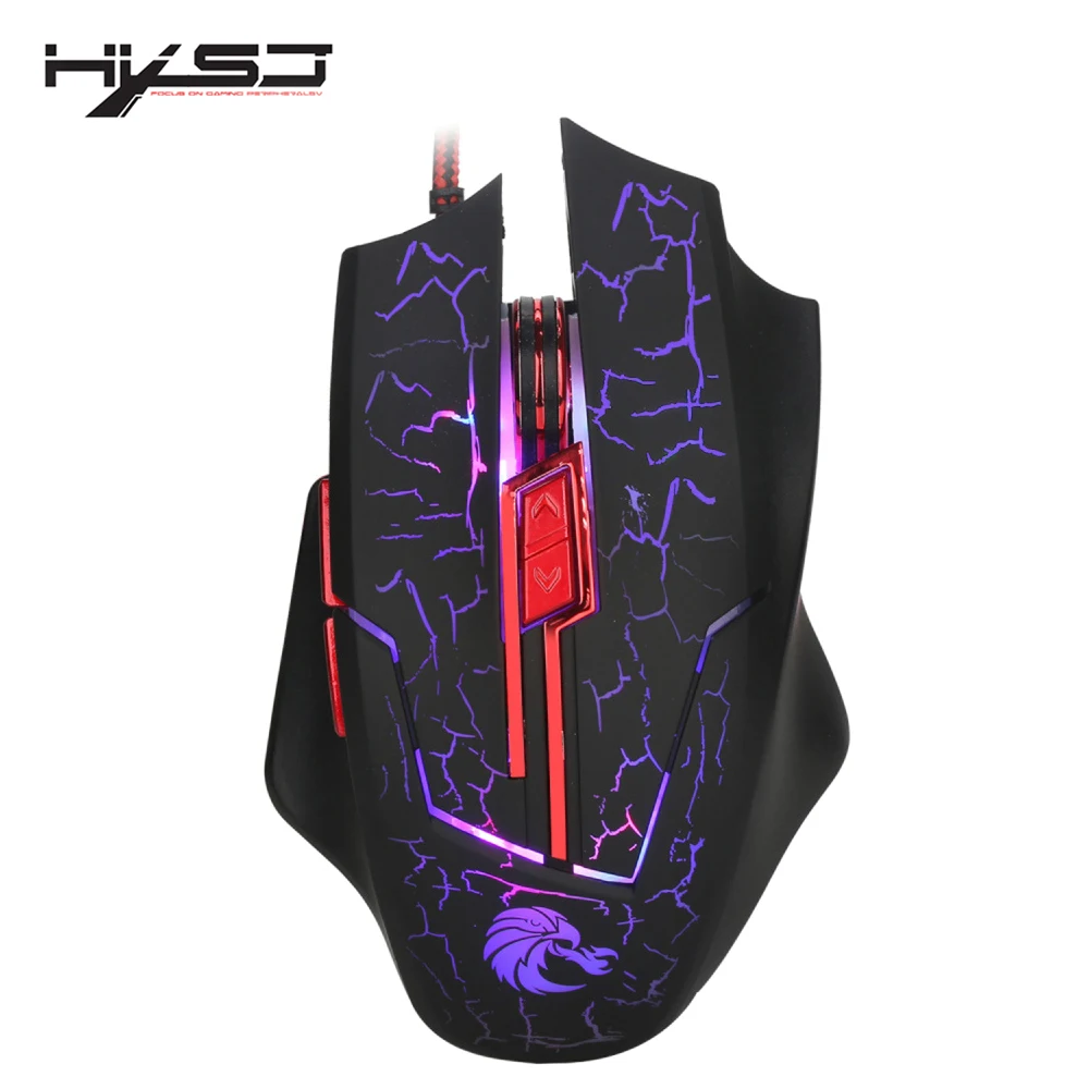 HXSJ Professional Wired Gaming Mouse 5600DPI Adjustable 6 Buttons Cable USB LED Optical Gamer Mouse For PC Computer Laptop Mice