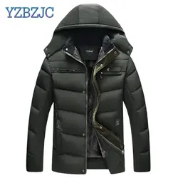 YZBZJC 2018 человек парка Теплая плотная куртка Повседневное верхняя одежда с капюшоном Хлопок Стеганое пальто Зимние ветровки одежда Для