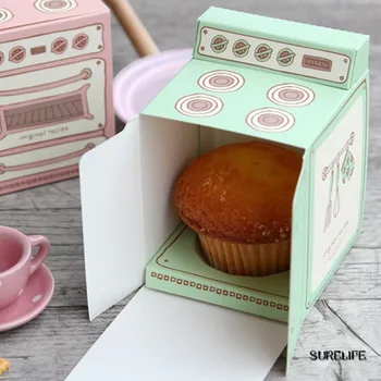 

50pcs Vintage oven printed gift box, cupcake box, muffin box party favor box