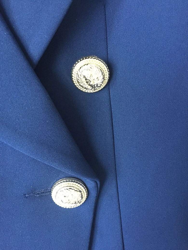 Low Price New Fashion 2019 Designer Blazer Jacket Women's Double Breasted Metal Lion Buttons Blazer Outer size S-XXXL