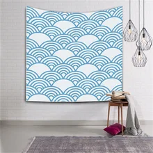 Принт гобелен настенный гобелен искусство комната Домашний декор для спальни общежития Декор пляжное полотенце синий геометрические, в виде полукруга