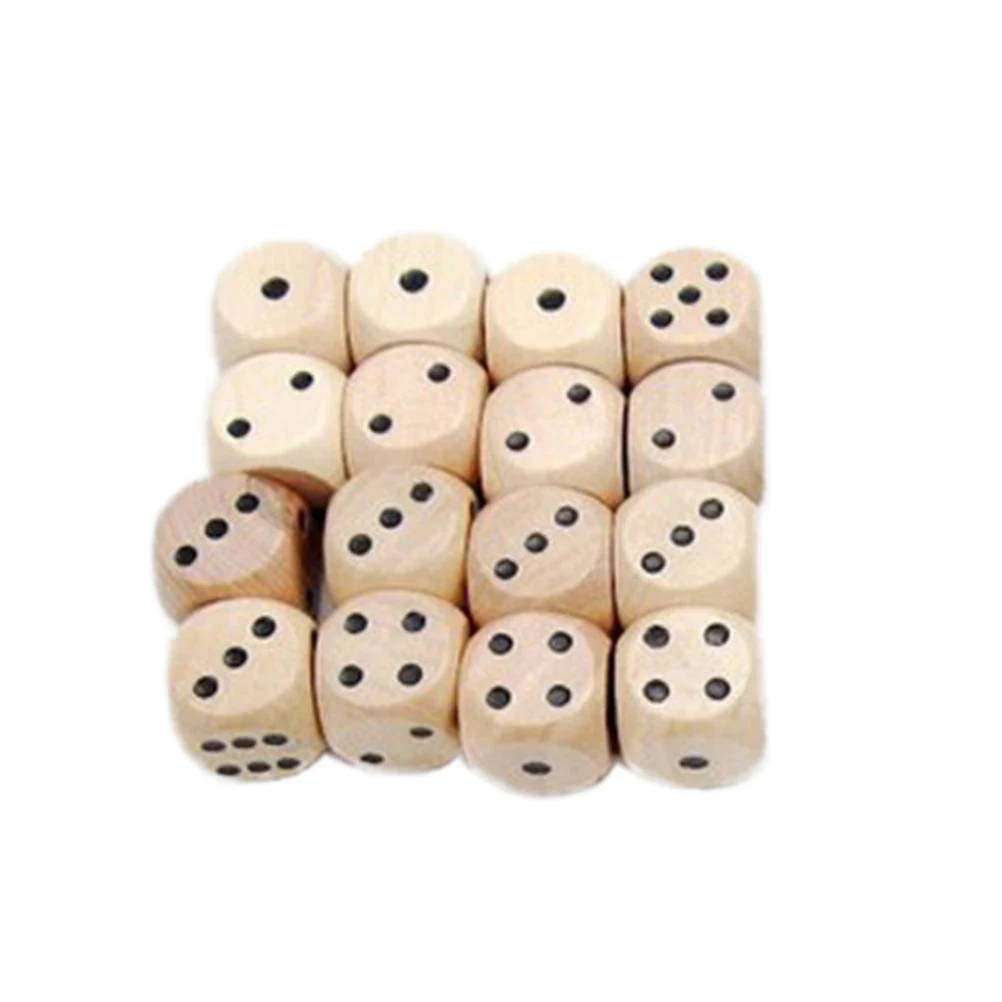 10 шт. игральные кости 16 мм шесть сторон прочные Дворовые кубики сито деревянные кости для игровой обучения