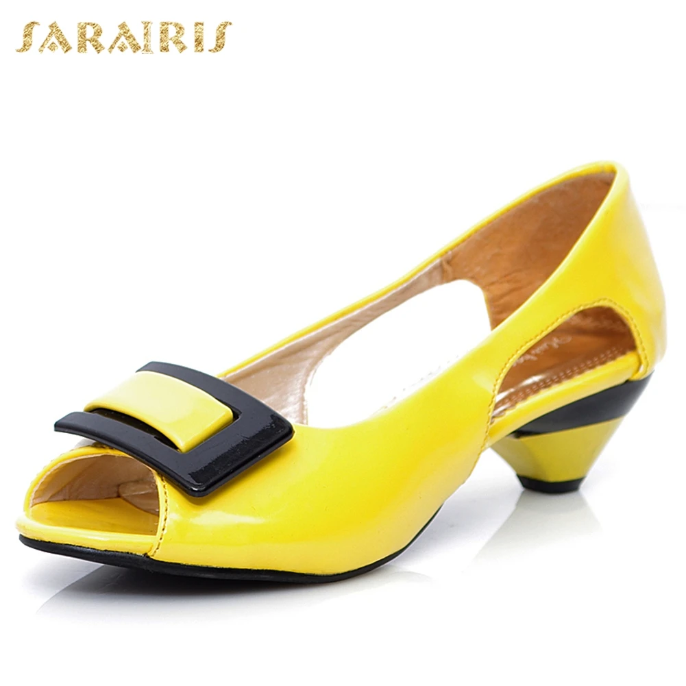 

Sarairis 2019 Fashion Peep Toe Summer Pumps Woman Large Size 31-43 Med Spike Heels Pumps Summer Shoes Woman Party Shoes Women