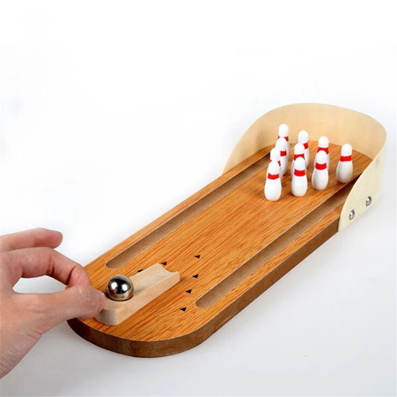 Mini Portable Miniature Bowling Toy Lightweight Mini Bowling Toy Set Funny Game Gift for Kids Children 1 Set Random Color
