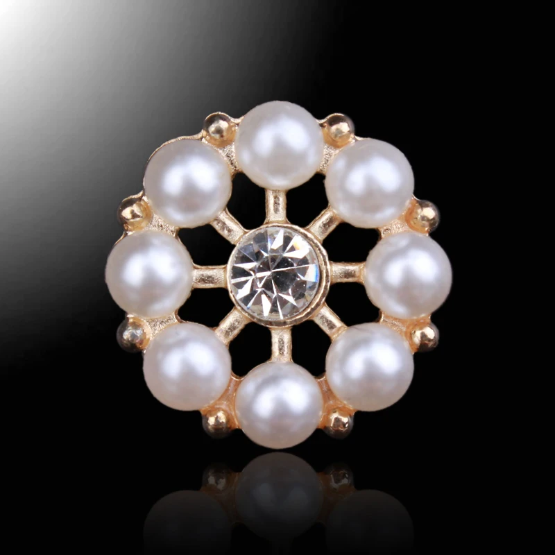 10pcs/lot 21mm Hot Round Flatback Metal Rhinestone Buttons Shiny Pearl Beads Rotating Alloy Decorative Craft Supplies | Дом и сад