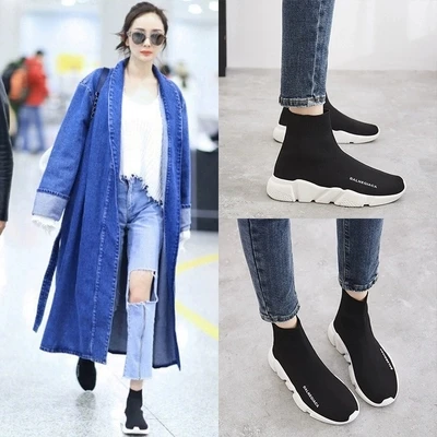 

2019 spring tide shoes casual high-top elastic women's shoes