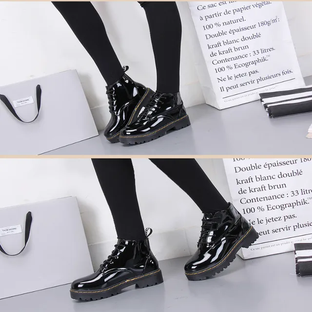 Black Shiny Japanese Lolita High-top Boots 2
