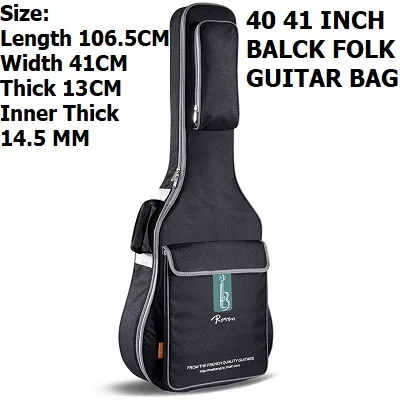 Чехол для акустической гитары 41 дюймов баллада сумка для электрогитары 36-41 дюймов Сумка для фольклорной гитары сумка для электрического баса - Цвет: Black Folk Bag14.5MM