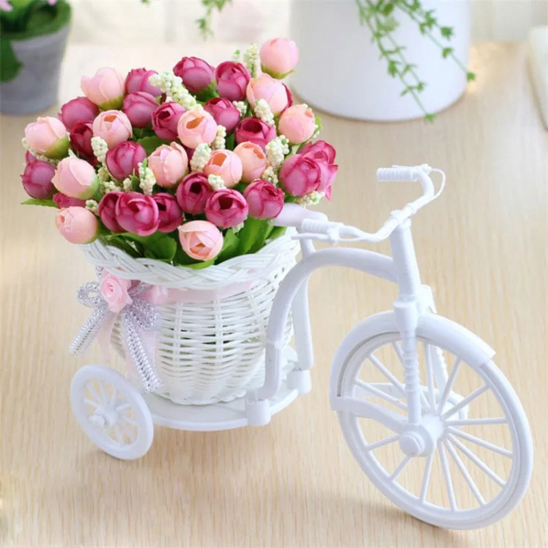 Искусственные цветы Шелковые Розы пластиковые велосипедные настольные декоративные розы бонсай растения искусственные цветы для свадьбы декоративный цветок