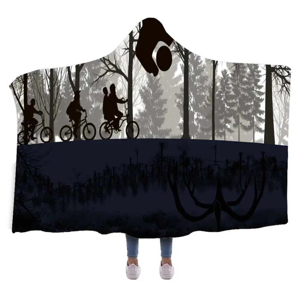 

Oversized Stranger things Hooded Sherpa Blanket 3D Soft Printed Cloak Blanket