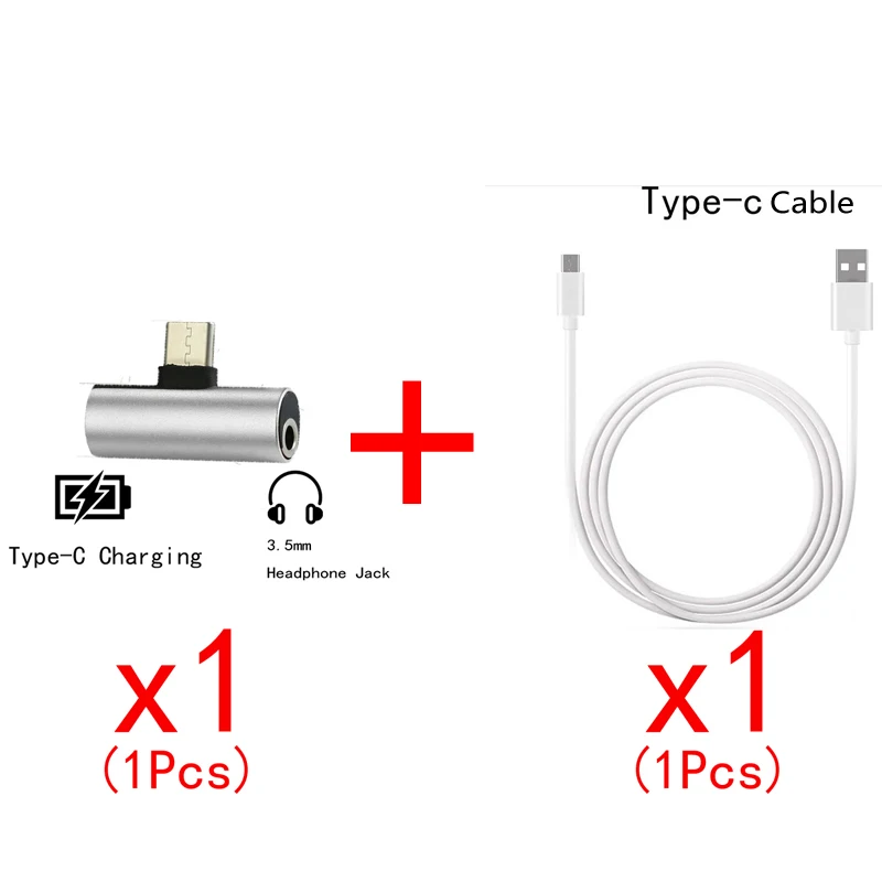 Двойные наушники 3,5 мм разъем тип c 2 в 1 аудио зарядное устройство для OnePlus 6T 7 Pro 7 P чехол аудио Chraging USB C кабель - Цвет: Splitter and cable