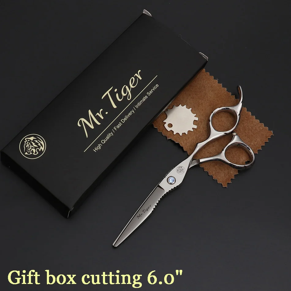 gift box cutting Ножницы для волос с острым лезвием, Профессиональные парикмахерские ножницы, парикмахерские ножницы, парикмахерские ножницы с бритвенным набором Makas 5,5 6,0 - Цвет: gift box cutting