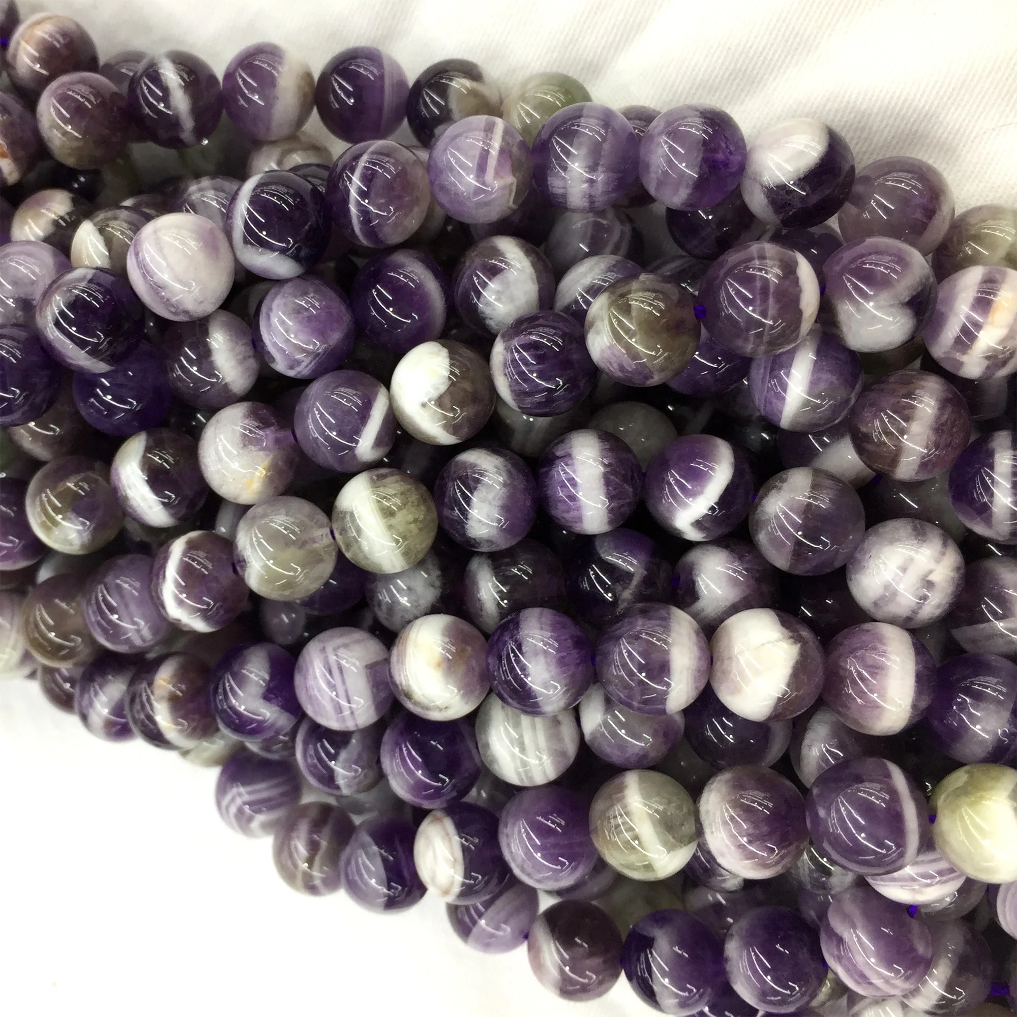 Natural Genuine Purple White Dog tooth Amethyst Smooth Round Loose Jewelry Necklaces Bracelets Gemstone Beads 6-12mm 15&quot 06082 |
