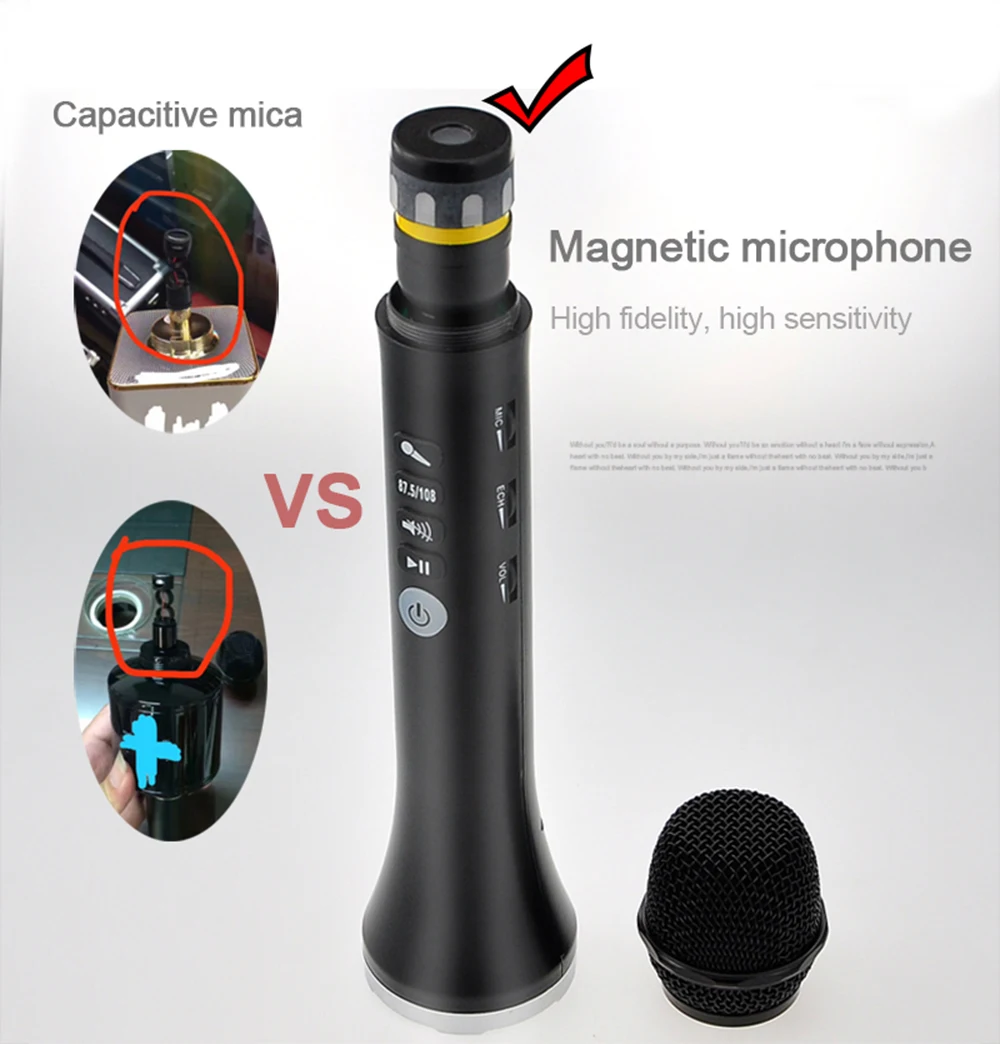 

Lewinner L-698 Wireless Karaoke Microphone Bluetooth Speaker 2-in-1 Handheld Sing Portable KTV Player for iOS/Androi(black)