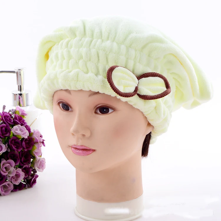 Coral Fleece Shower Cap Bath Hair Dry hats Bonnet Water Absorption Bowknot Princess Korean Thicken Bathroom Accessory Fashion