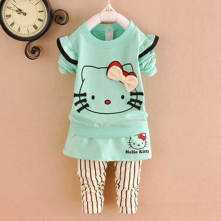 2015 baby girls hello kitty clothing sets children girls suits kitty