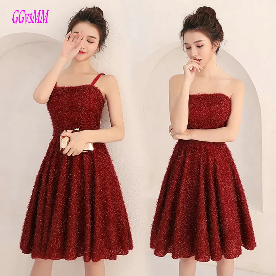 Buy Elegant Burgundy Cocktail dresses Short 2018 Sexy