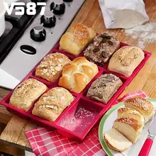 Silicona 9 Hoyos Bandeja de Pan Para Hornear Pan de Molde Molde de Pastel de Chocolate Talladora De Masa De Pastelería Panadería DIY Hornear Gadgets de Cocina Helper