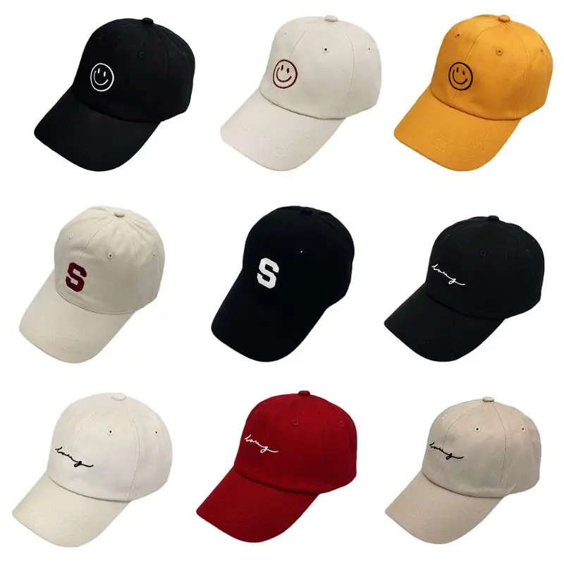 

2019 Couples Summer Sports Baseball Cap Smile Face Letters Embroidered Adjustable Cotton Snapback Peaked Hip Hop Hat