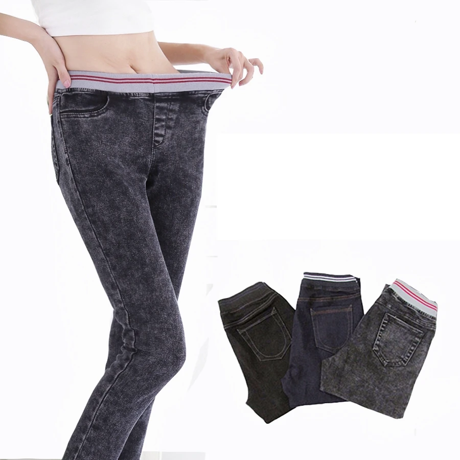 

New Arrival Spring and Autumn Style Plus size 6XL 115Kg Women Jeans Show Thin Winter Female Pants Elastic elastic waist large