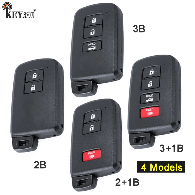

KEYECU for Toyota Replacement Smart Card Remote Car Key Shell Case Fob 2/3/2+1/3+1 Button With Uncut Blade Only Shell