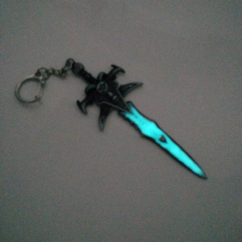 World of Warcraft Frostmourne, меч, оружие, брелок для ключей, игра, WOW, металлический брелок, брелок для ключей, светится в темноте, светится