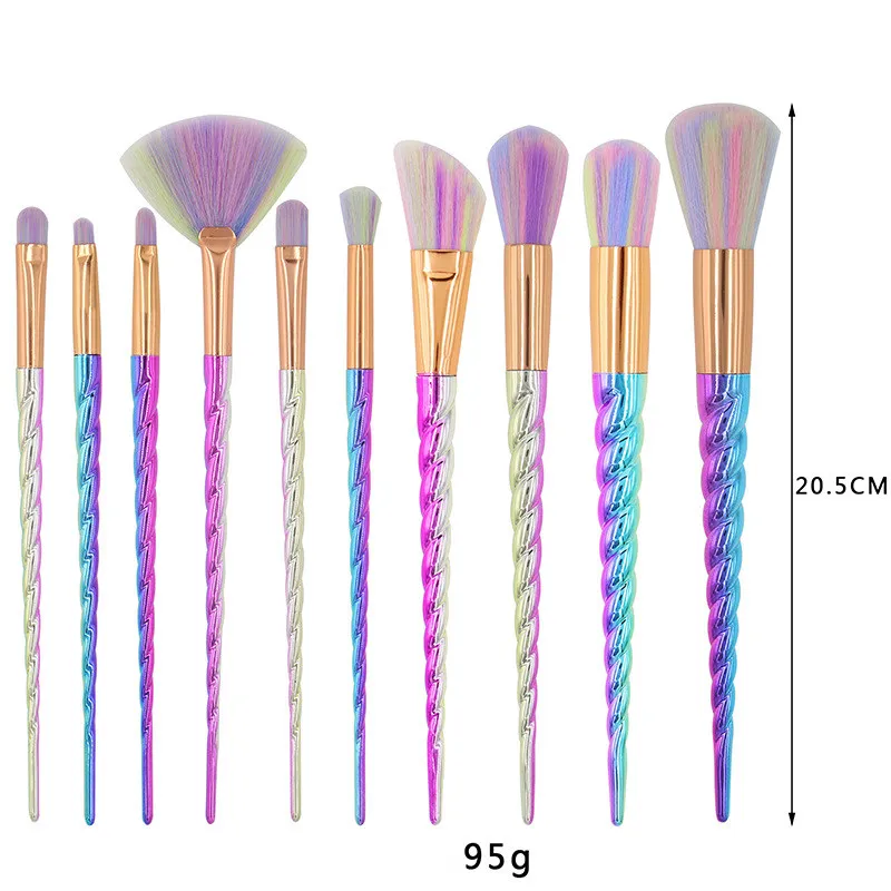 Мода 10 шт. набор кистей для макияжа с единорогом, косметическая Кисть для макияжа, основа для растушевки лица, сила глаз, косметика для красоты, инструмент