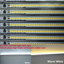 100pcs/lot 220Vac 2835SMD 30CM 7w warm cold white dimmable bright LED Bar Light Showcase Hard Strip Cabinet LED Rigid Strip