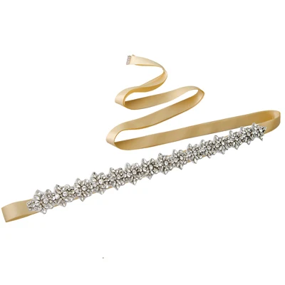 Wedding Silver Rose Gold Bridal Belt Party Gown Dresses Accessories Wedding Sashes Belt Crystal Bridal Sash Bride Belt for Women champagne