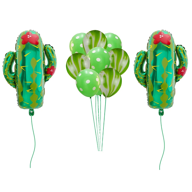 

10pcs Big Birthday Cactus Plants Aluminium Foil Balloons Hawaii Mexico Party Decor Inflatable Globos Polka Dot Latex Ballon