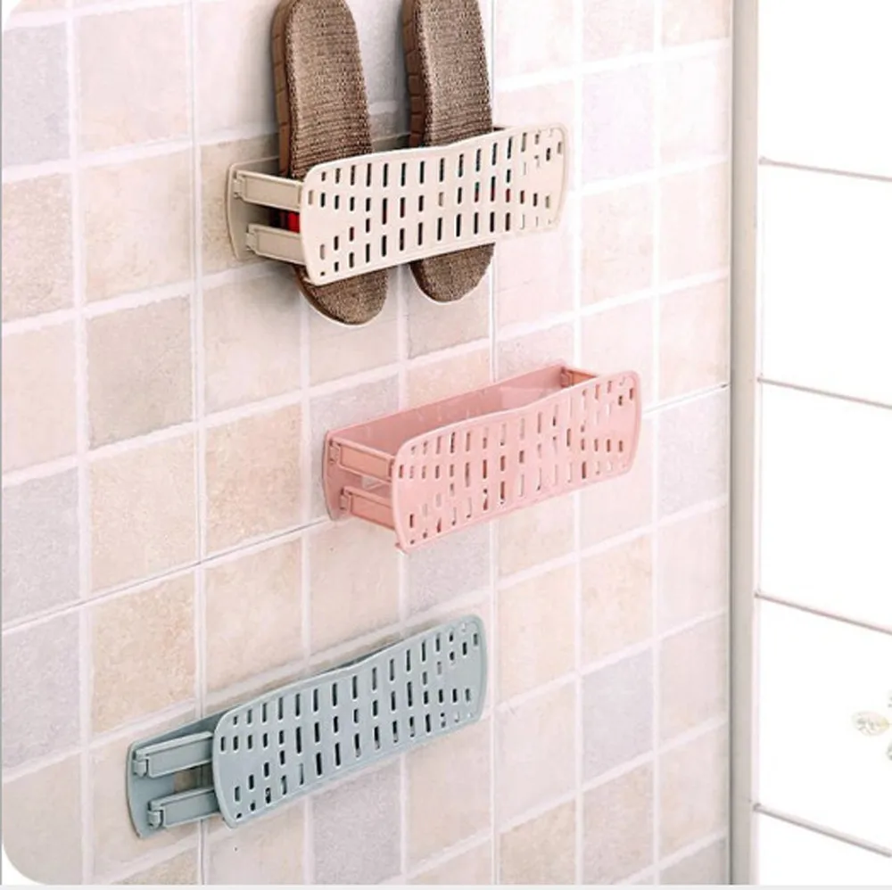 

2017 Hot sellers Storage Holder Home Plastic Wall Hanging Hanging Hanger Slippers Shelf Storage Organizer #23