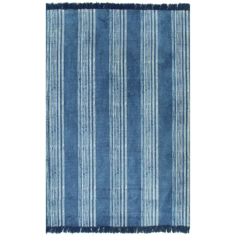 

EHOMEBUY Carpet Modern Kilim Rug Cotton 120x180 cm with Pattern Blue Stripe Simple Non-slip Mats Area Rug Bedroom Kitchen Rug
