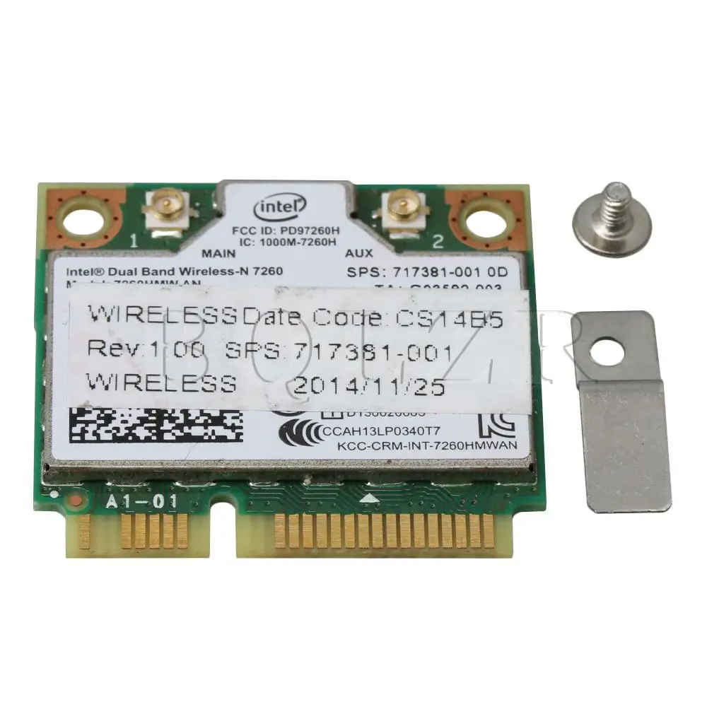 

BQLZR Wireless 7260AN Card for Intel 7260HMW MINI PCIE 2000Mbps WiFi BT 4.0 Supports Windows 10 Win7 Win8 Linux