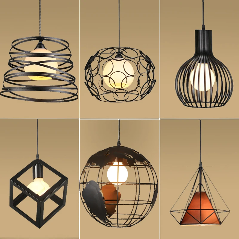 

Simple iron art vintage Hang lamp pendant lights led lights for home nordic pendant light fixtures loft style hanging Bedroom