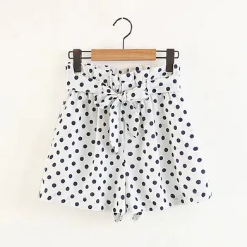 

YSMILE Y Summer Women Shorts Print Dot Casual Office Lady Shorts Bow Tie Loose Trousers All Purpose Tie Up Female Daily Wear