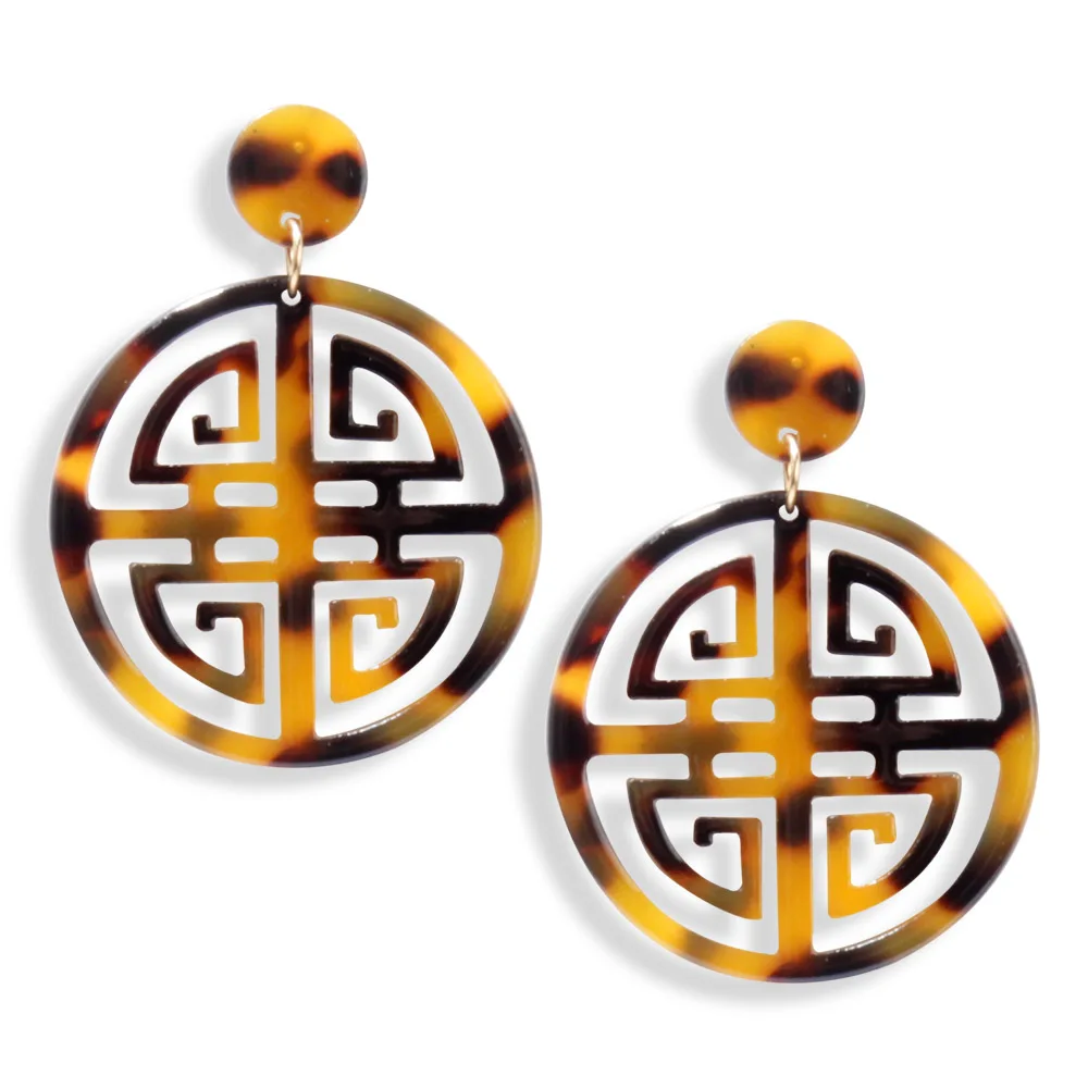 

2019 Fashion Acrylic Jewelry Resin Round Dangle Earrings For Women Geometry Big Circle Tortoiseshell Earrings Acetate Brincos
