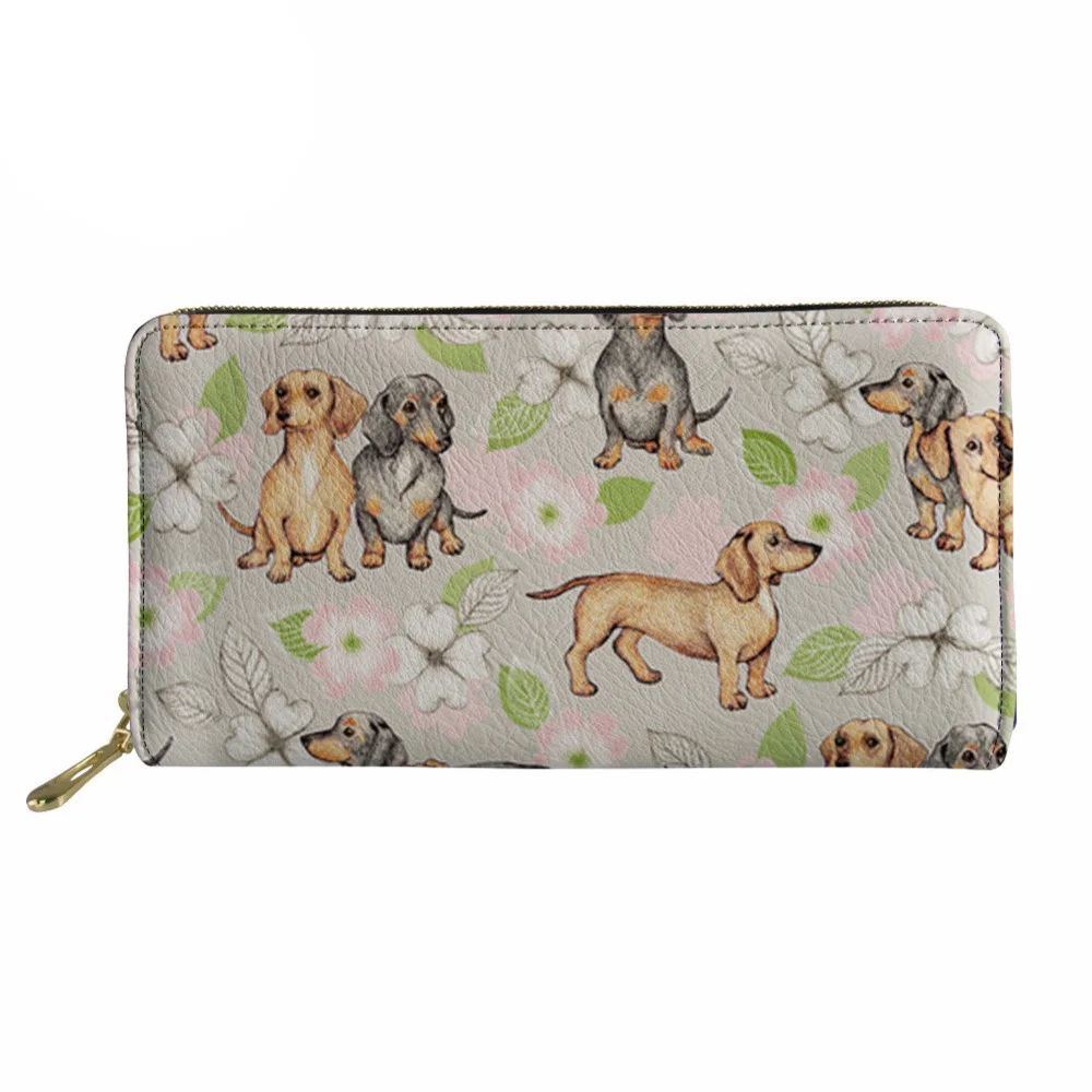 

Noisydesigns Doxie Dachshund Thin Wallets Women Long Kawaii Puppy Money Phone Holder for Females Casual Coin Change Pocket
