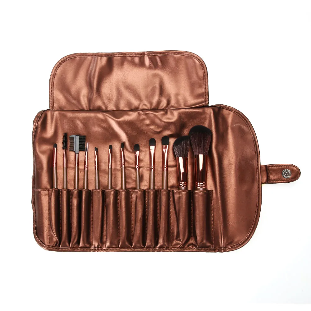 

12Pcs Face Makeup Powder Foundation Brushes Soft Hair Blush Contour Eyeshadow Eyeliner Lip Blusher Brushes With PU Cosmetic Bag
