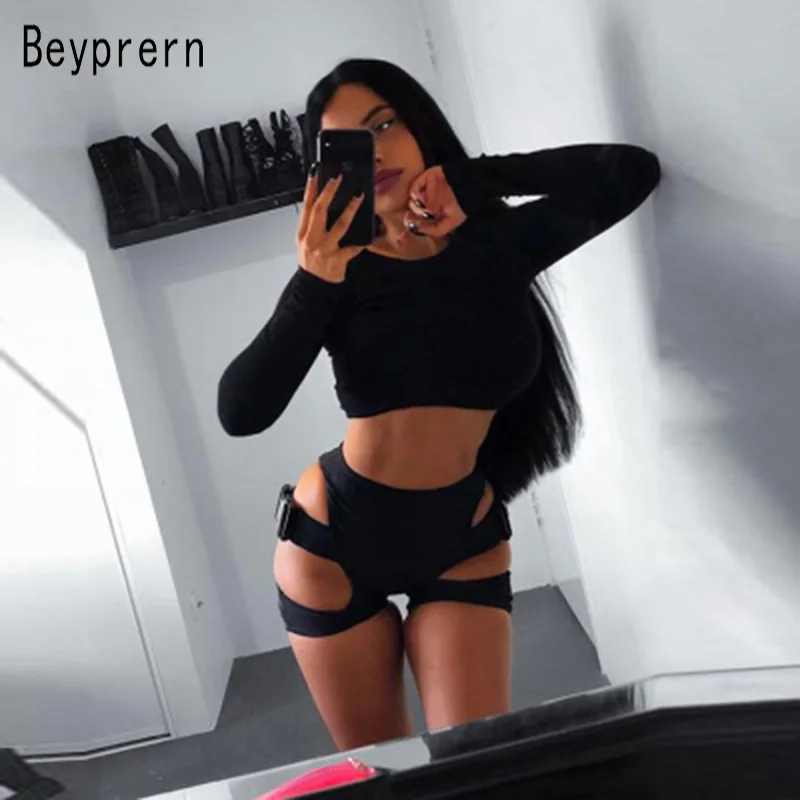 Ceny Beyprern gorące dziewczyny Sexy wyciąć wysokiej talii klamra spodenki dla motocyklisty kobiet rozciągliwy wzór w cętki Slim sportowy klamra szorty hurtownie