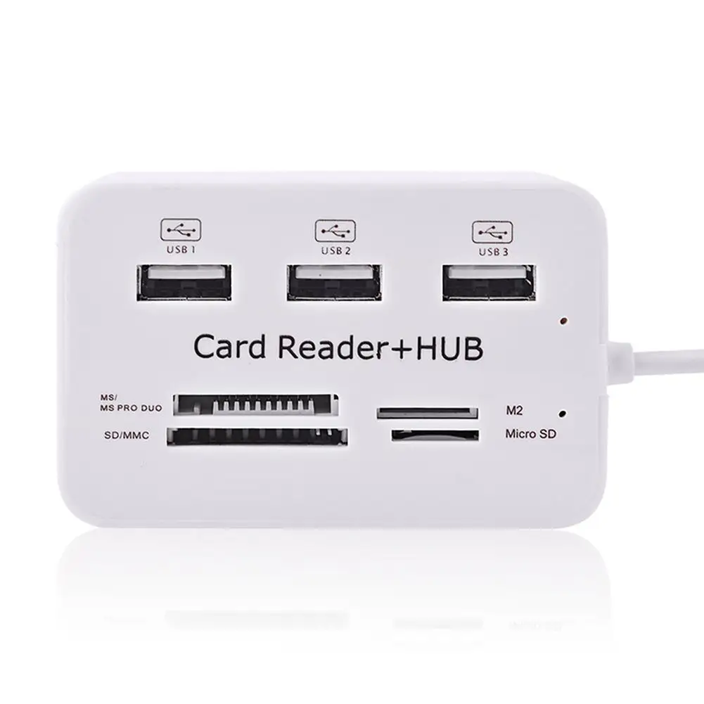 

USB2.0 Combo Micro Multi-function Card Reader +3 USB Ports External Multi-function USB Hub For Android Phone PC Laptop Desktop