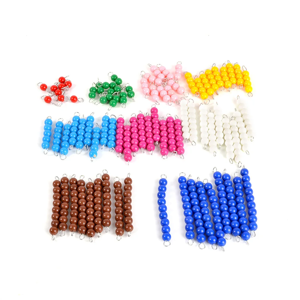 Montessori 9 Colors Beads Bar Box,Children's Mathematics Learning Aids 9 Colors x 9 Bars