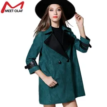 2017 Women Suede Leather Coats Female Autumn Fashion Trench coats Ladies Overcoat Windbreaker Faux Sheepskin Loose