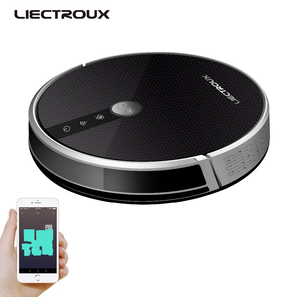 2019 new LIECTROUX Robotic Vacuum Cleaner C30B, Navigation,Memory, Map,Wet&WiFi, remote from phone,3000Pa Suction,water tank
