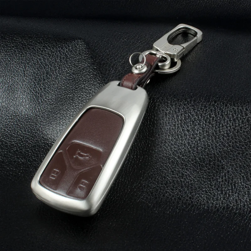 Чехол для автомобильного ключа из цинкового сплава/кожи 3 кнопки Audi A4L Q7 smart Key cover