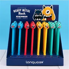 

48 Pcs Gel Pens Single Horned Monster Black Colored Kawaii Gift Gel-ink Pens For Writing Cute Stationery Office School Supplies