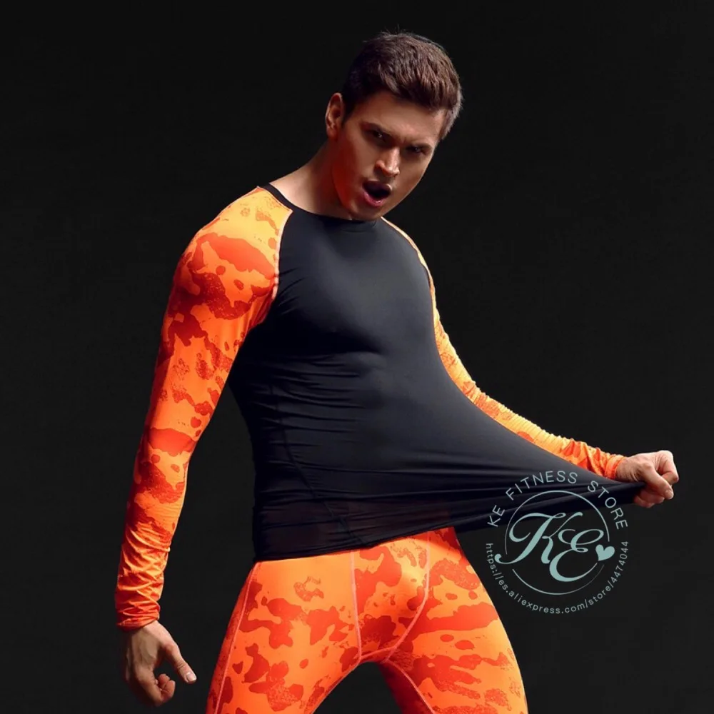 KE camiseta de camuflaje de compresion cuello redondo manga corta hombre транспарантный secado rapido для фитнеса бега Futbol