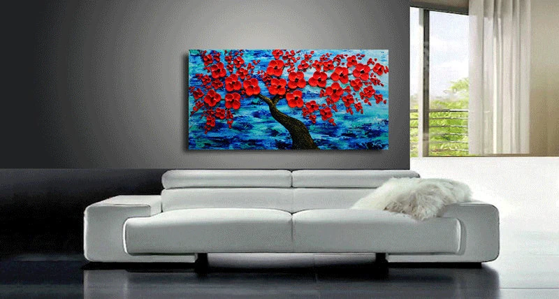 Red Cherry Blossom  blue-3