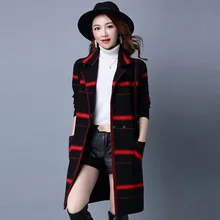 2018 New Autumn Winter Long Sleeve Knitted Plaid Cardigans Female Tricot Tops High Quality Long Cardigan Women Sweater Outwear 2018 New Autumn Winter Long Sleeve Knitted Plaid Cardigans Female Tricot Tops High Quality Long Cardigan Women Sweater Outwear
