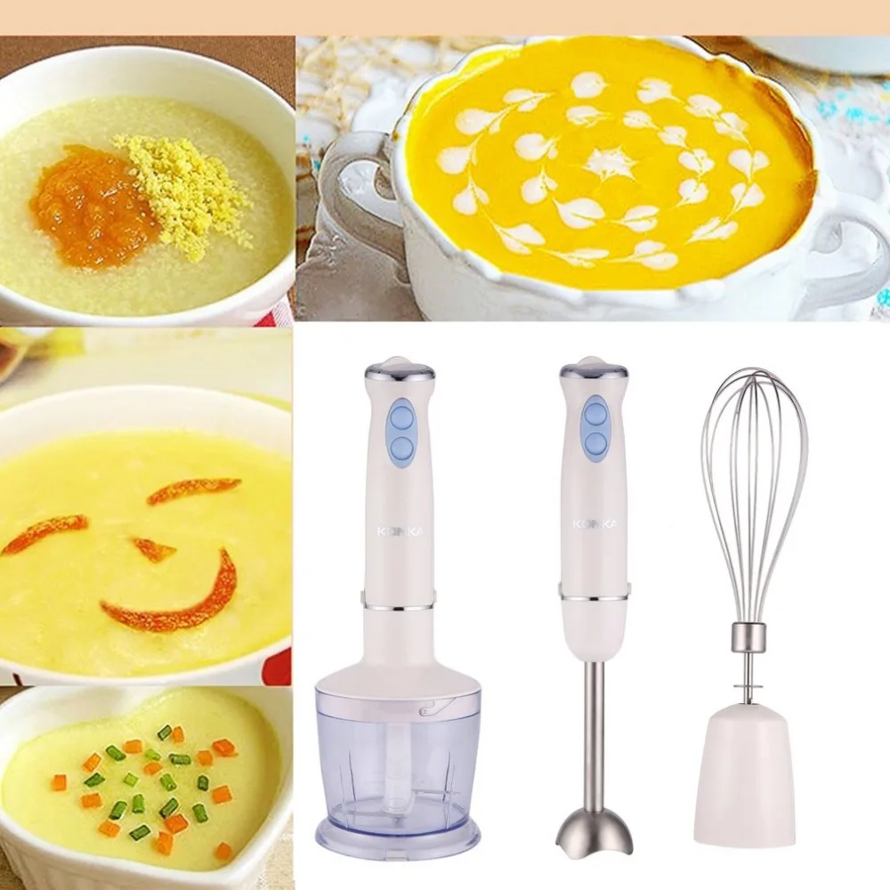 

KONKA Powerful 600W Stainless Steel Hand Blender Mixer Set Multi-functional Variable 6 Speed Control Food Processor Kitchen Tool