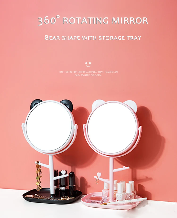 

Makeup mirror desktop vanity mirror home large rotating with tray makeup small mirror princess mirror